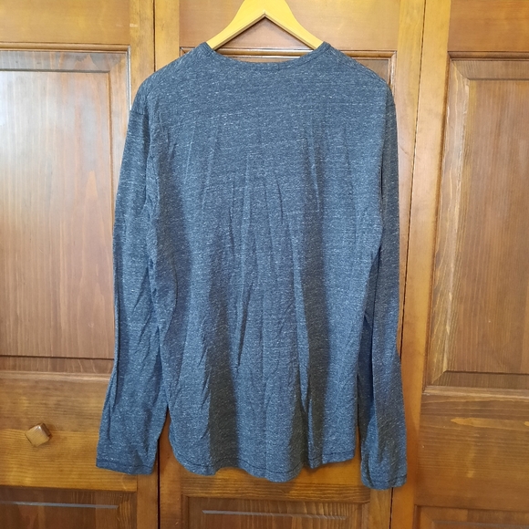 Buck Mason 100% Cotton Curved Hem Tee Black Marled Long Sleeve T-shirt Size L - Picture 8 of 10